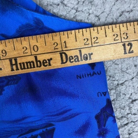 Ui Maikai Blue Hibiscus Tropical Island Vintage Hawaiian Mumu Dress Womens XL - Picture 5 of 10